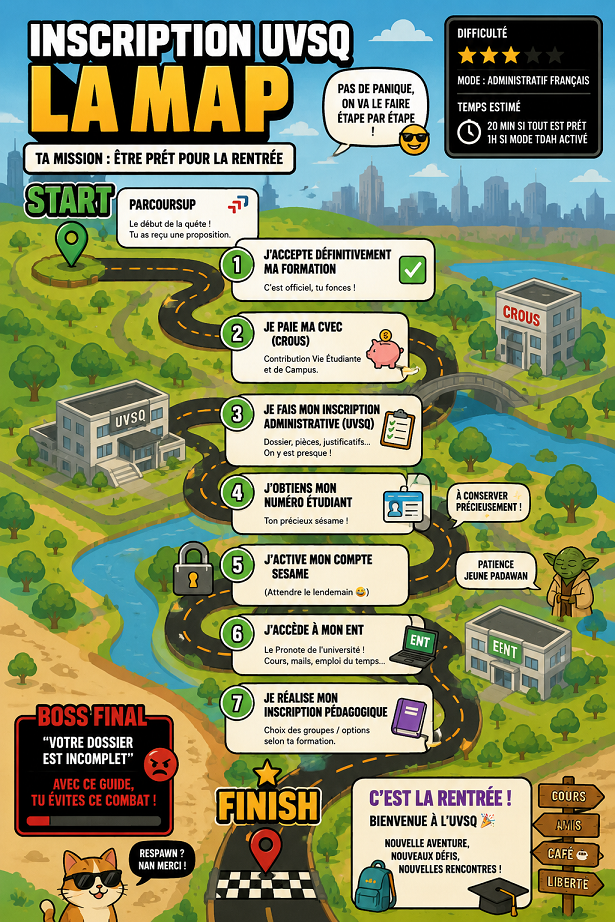 La map du guide d'inscription UVSQ